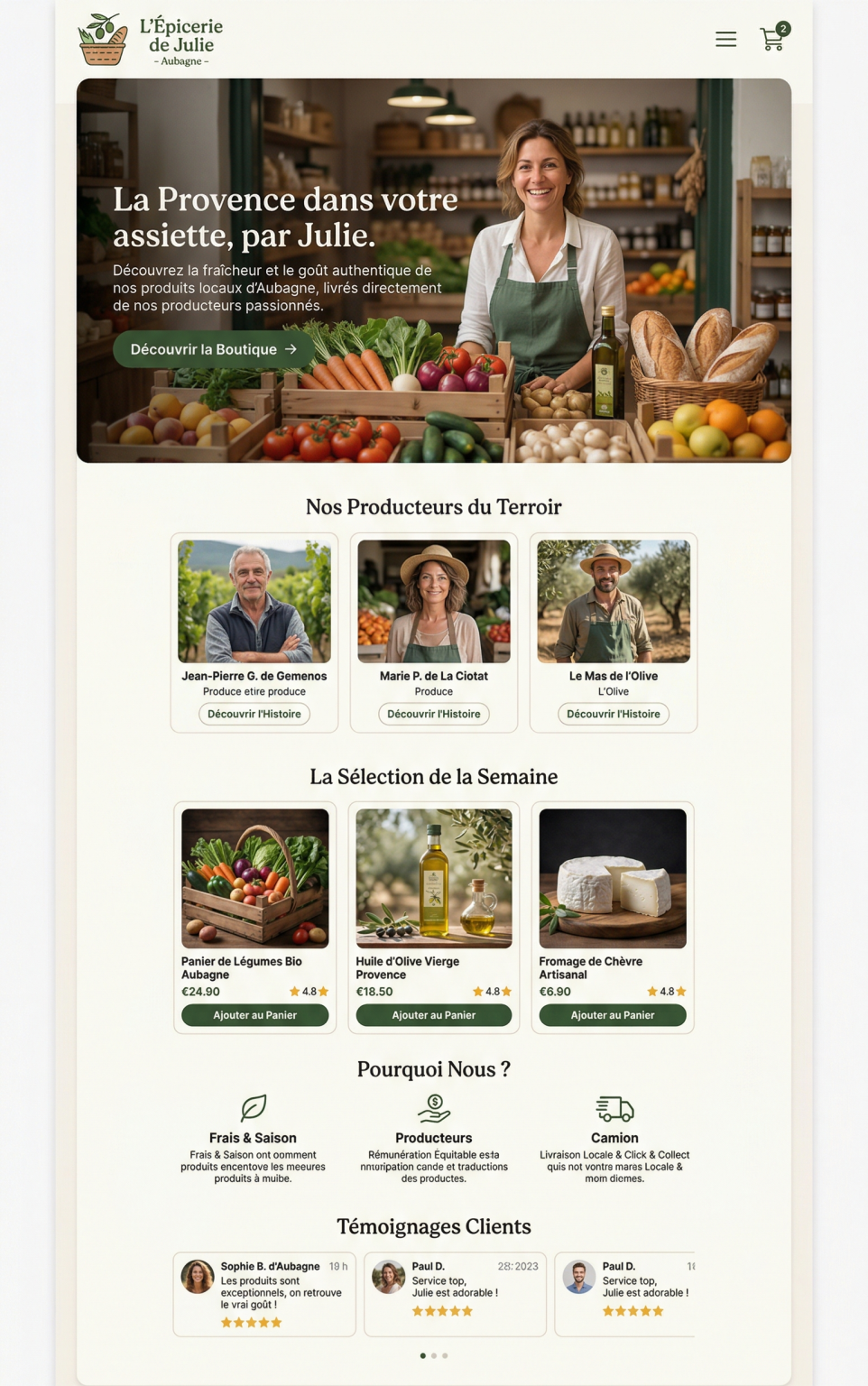 Exemple page épicerie